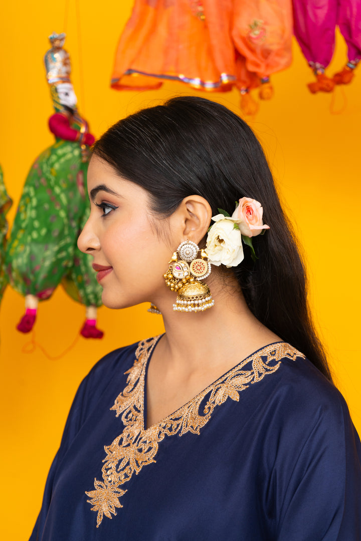 Thewa kundan jhumka