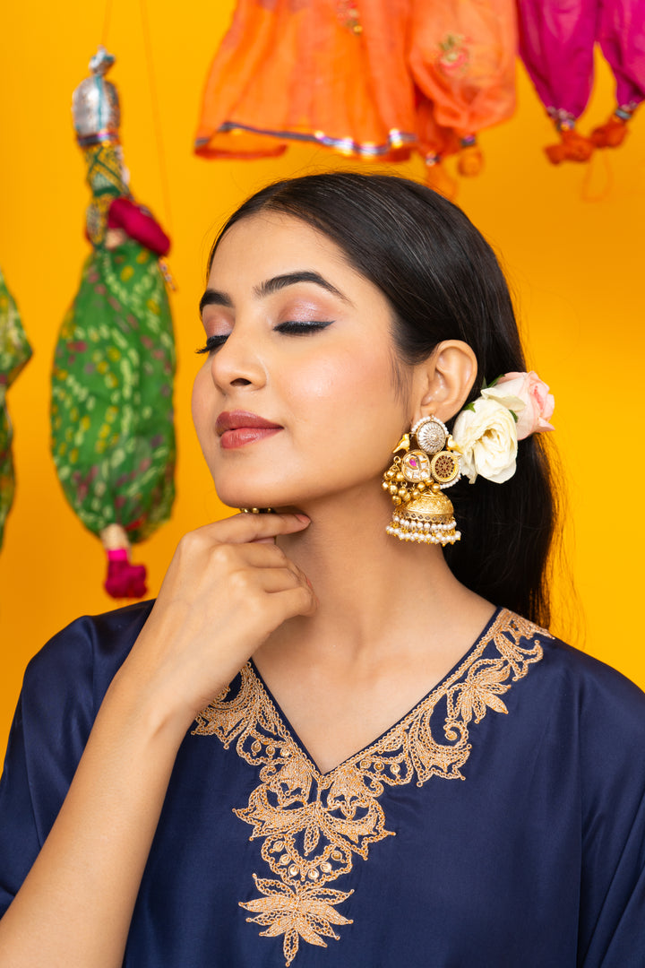 Thewa kundan jhumka
